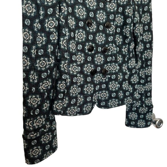 Diane von Furstenberg Geometric Print Wool Blend Military Button Blazer Jacket S - Picture 4 of 10